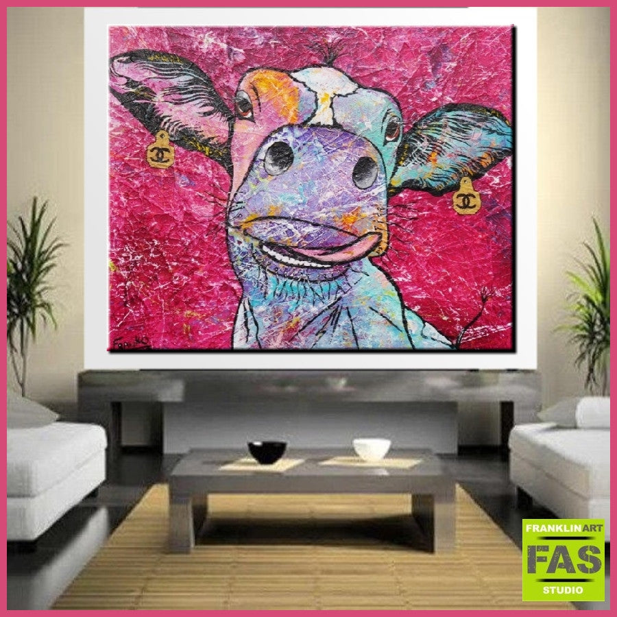 Be Inspired! Pink Cow (SOLD)-abstract realism-Franko-[Franko]-[huge_art]-[Australia]-Franklin Art Studio