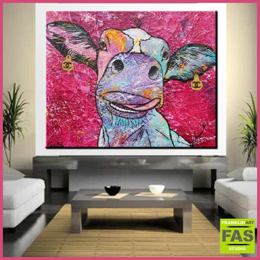 Be Inspired! Pink Cow (SOLD)-abstract realism-Franko-[huge]-[Australian]-[best Selling]-Franklin Art Studio