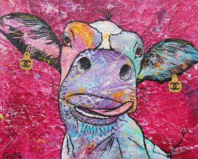 Be Inspired! Pink Cow (SOLD)-abstract realism-[Franko ]-[Gallery]-[popular]-[Australia]-Franklin Art Studio
