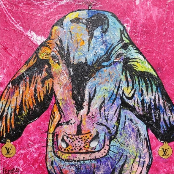 Be Inspired! Pink Droughtmaster Cow (SOLD)-people-Franko-[Franko]-[Australia_Art]-[Art_Lovers_Australia]-Franklin Art Studio