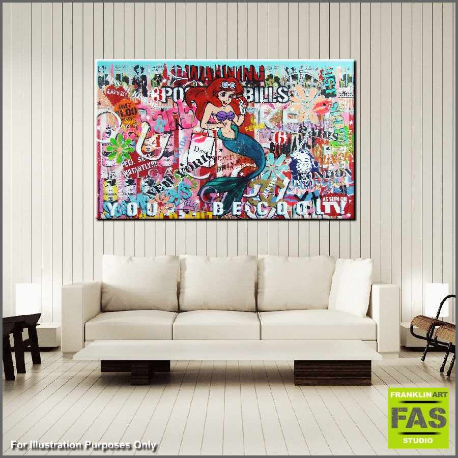Be Inspired! Urban Pop Ariel The Little Mermaid (SOLD)-urban pop-[Franko Artist]-[Gold Coast]-[Brisbane]-[Huge]-Franklin Art Studio