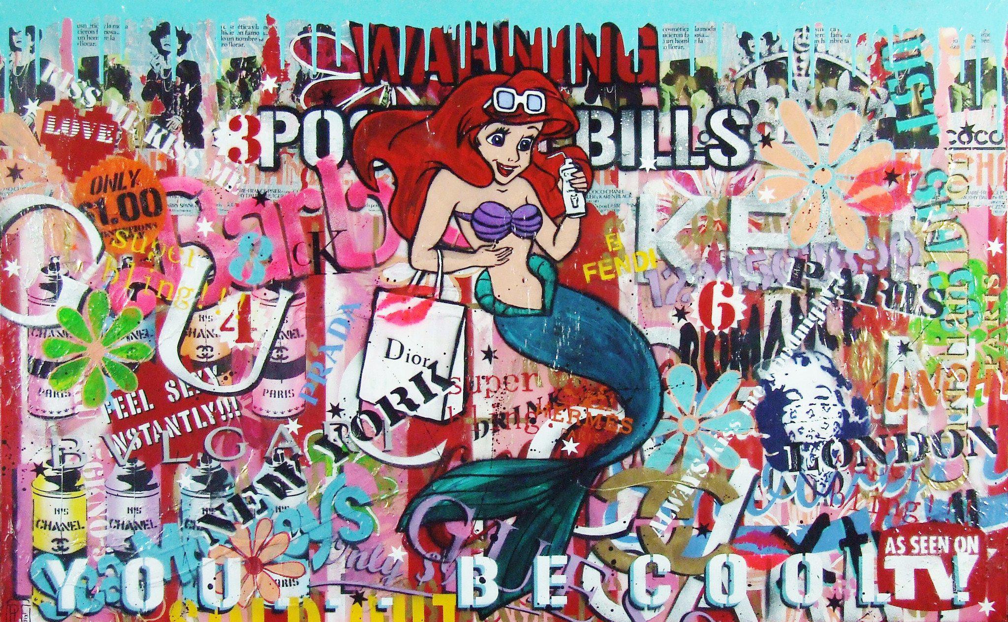 Be Inspired! Urban Pop Ariel The Little Mermaid (SOLD)-urban pop-Franko-[Franko]-[Australia_Art]-[Art_Lovers_Australia]-Franklin Art Studio