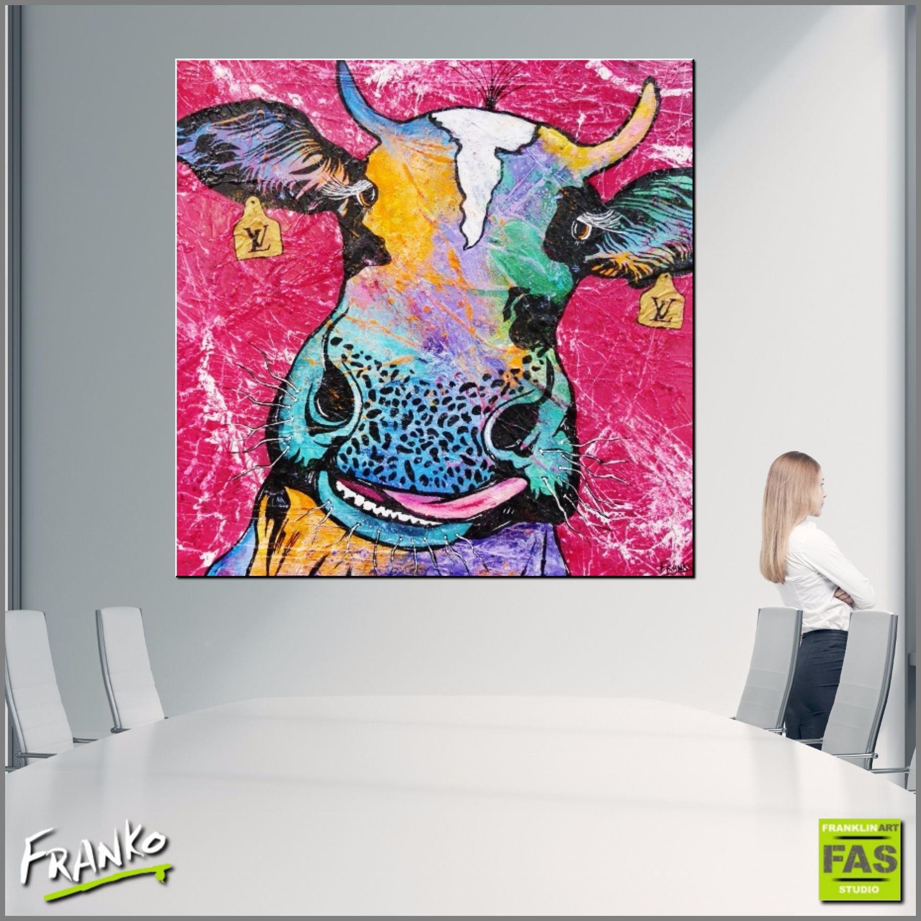 Be Inspired! Urban Pop Art Cow (SOLD)-Animals-Franko-[Franko]-[huge_art]-[Australia]-Franklin Art Studio