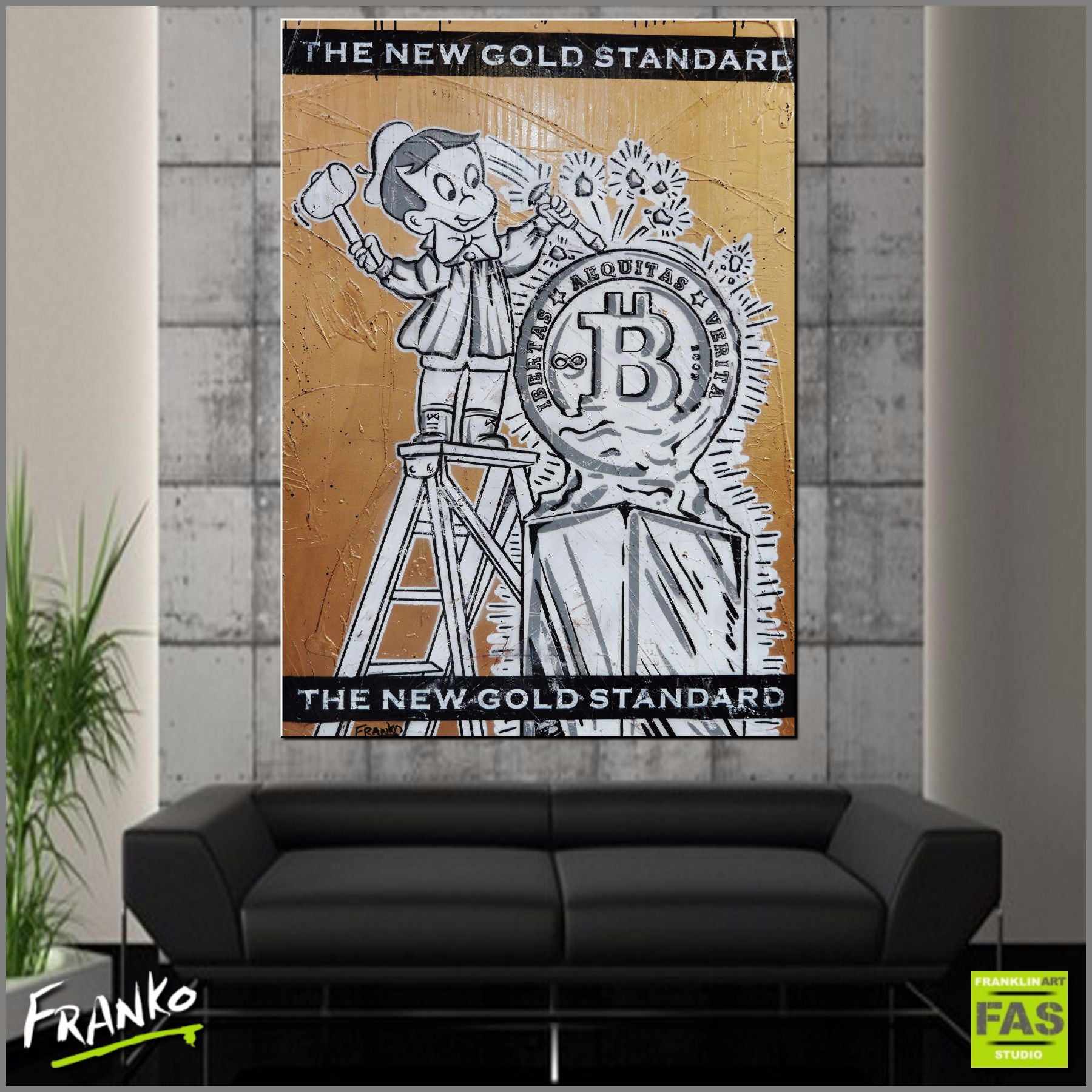 Be Inspired! Urban Pop Art Richie Rich Bitcoin (SOLD)-bitcoin themed-Franko-[huge]-[Australian]-[best Selling]-Franklin Art Studio