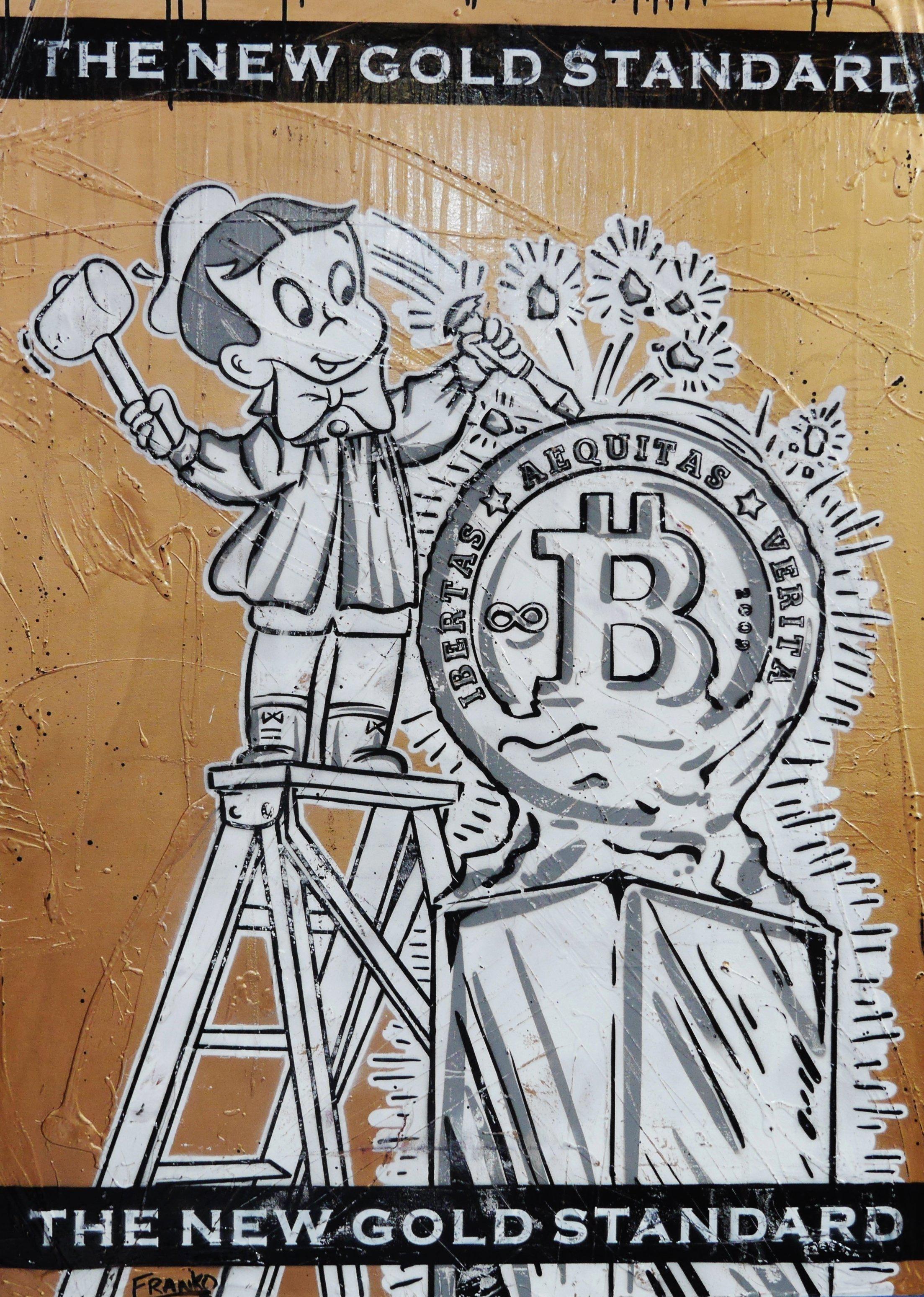 Be Inspired! Urban Pop Art Richie Rich Bitcoin (SOLD)-bitcoin themed-Franko-[Franko]-[Australia_Art]-[Art_Lovers_Australia]-Franklin Art Studio