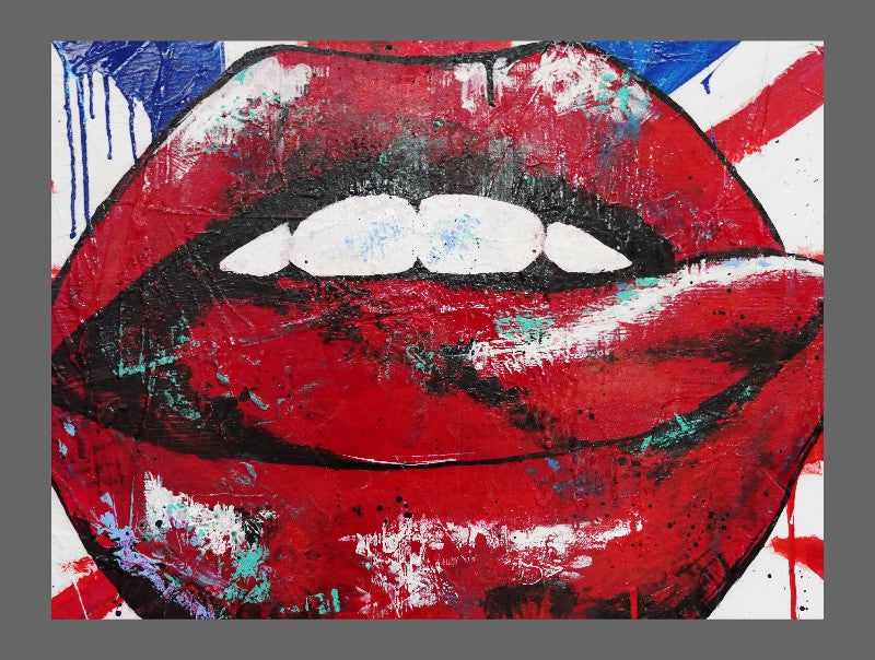Be Inspired! Urban Pop British Lips Tongue (SOLD)-urban pop-Franko-[franko_artist]-[Art]-[interior_design]-Franklin Art Studio