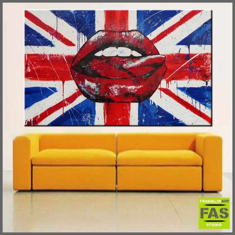 Be Inspired! Urban Pop British Lips Tongue (SOLD)-urban pop-Franko-[Franko]-[huge_art]-[Australia]-Franklin Art Studio