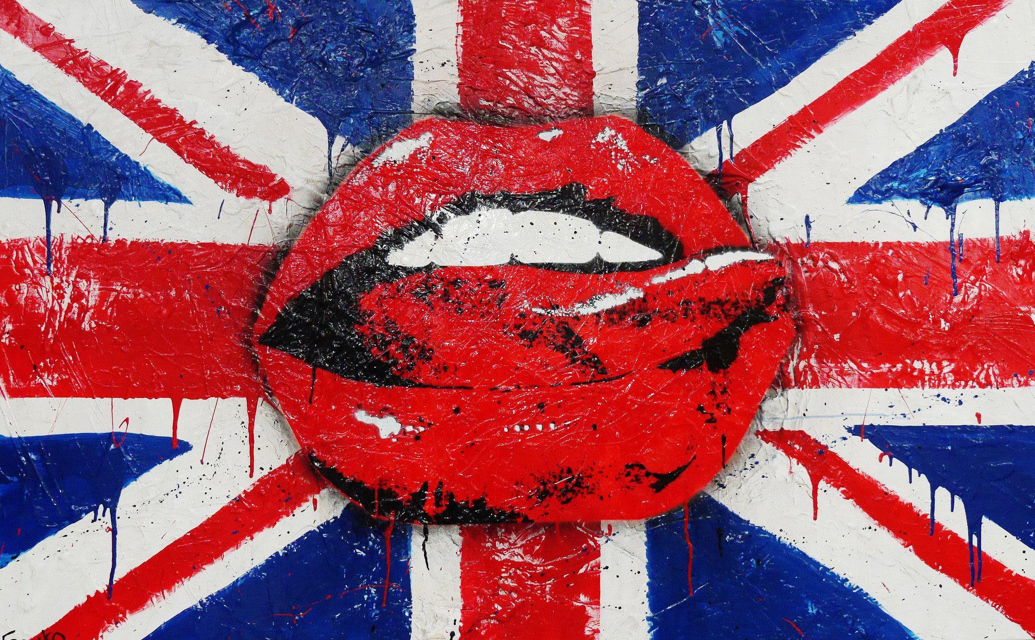 Be Inspired! Urban Pop British Lips Tongue (SOLD)-urban pop-Franko-[Franko]-[Australia_Art]-[Art_Lovers_Australia]-Franklin Art Studio