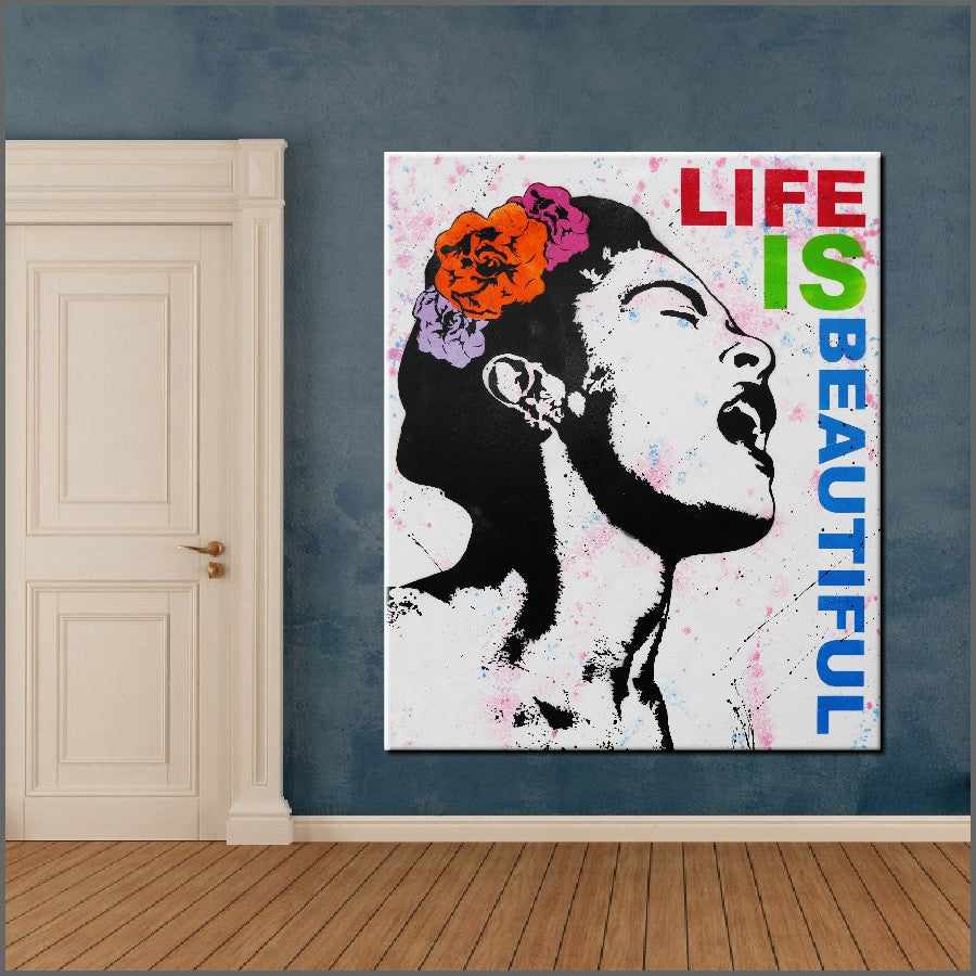 Be Inspired! Urban Pop Life is Beautiful Billy Holiday (SOLD)-urban pop-[Franko Artist]-[Gold Coast]-[Brisbane]-[Huge]-Franklin Art Studio