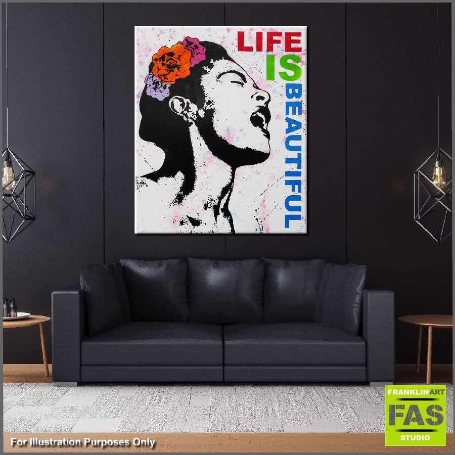 Be Inspired! Urban Pop Life is Beautiful Billy Holiday (SOLD)-urban pop-Franko-[huge]-[Australian]-[best Selling]-Franklin Art Studio