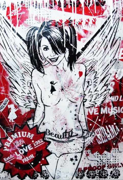 Be Inspired! Urban Pop Nude Cute Red Angel (SOLD)-urban pop-Franko-[Franko]-[Australia_Art]-[Art_Lovers_Australia]-Franklin Art Studio
