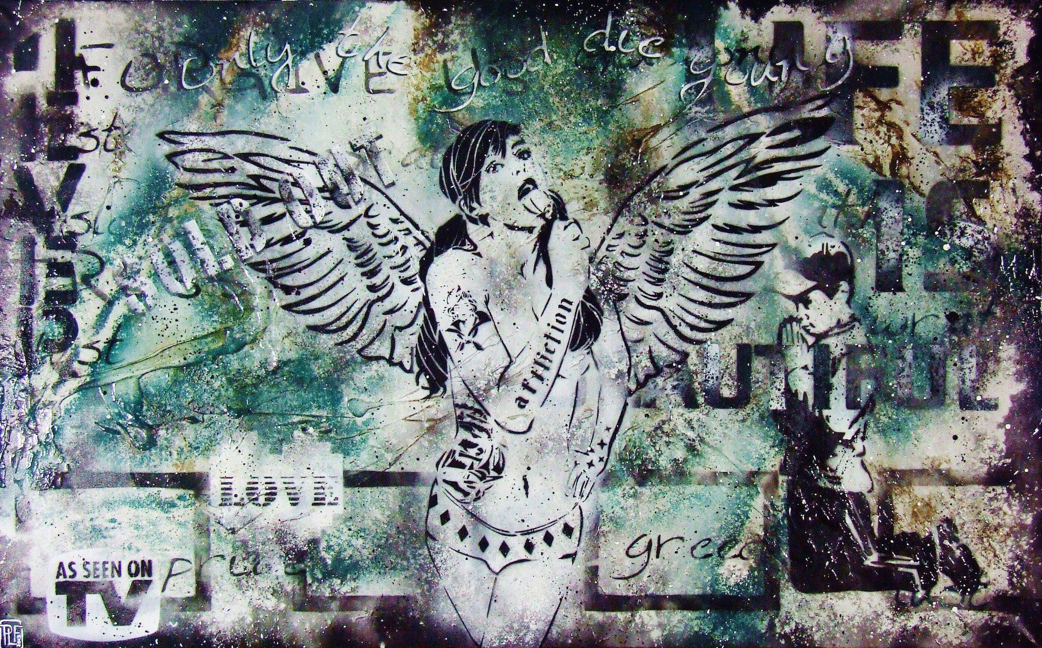 Be Inspired! Urban Pop Nude Green Lollipop Angel (SOLD)-urban pop-[Franko ]-[Gallery]-[popular]-[Australia]-Franklin Art Studio