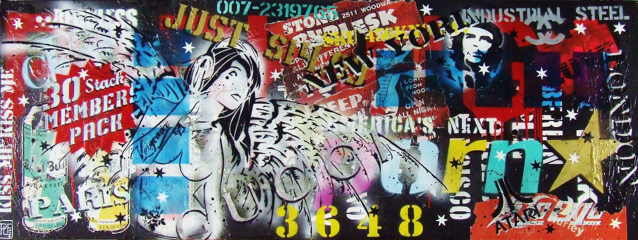 Be Inspired! Urban Pop Nude Headphone Angel (SOLD)-urban pop-[Franko ]-[Gallery]-[popular]-[Australia]-Franklin Art Studio