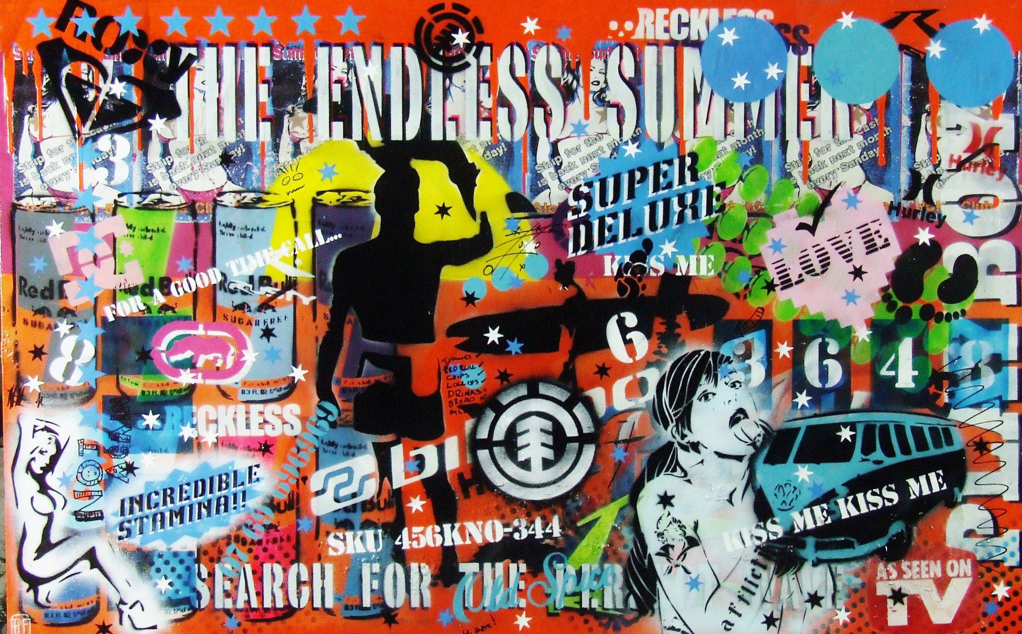 Be Inspired! Urban Pop Surfer (SOLD)-urban pop-[Franko ]-[Gallery]-[popular]-[Australia]-Franklin Art Studio