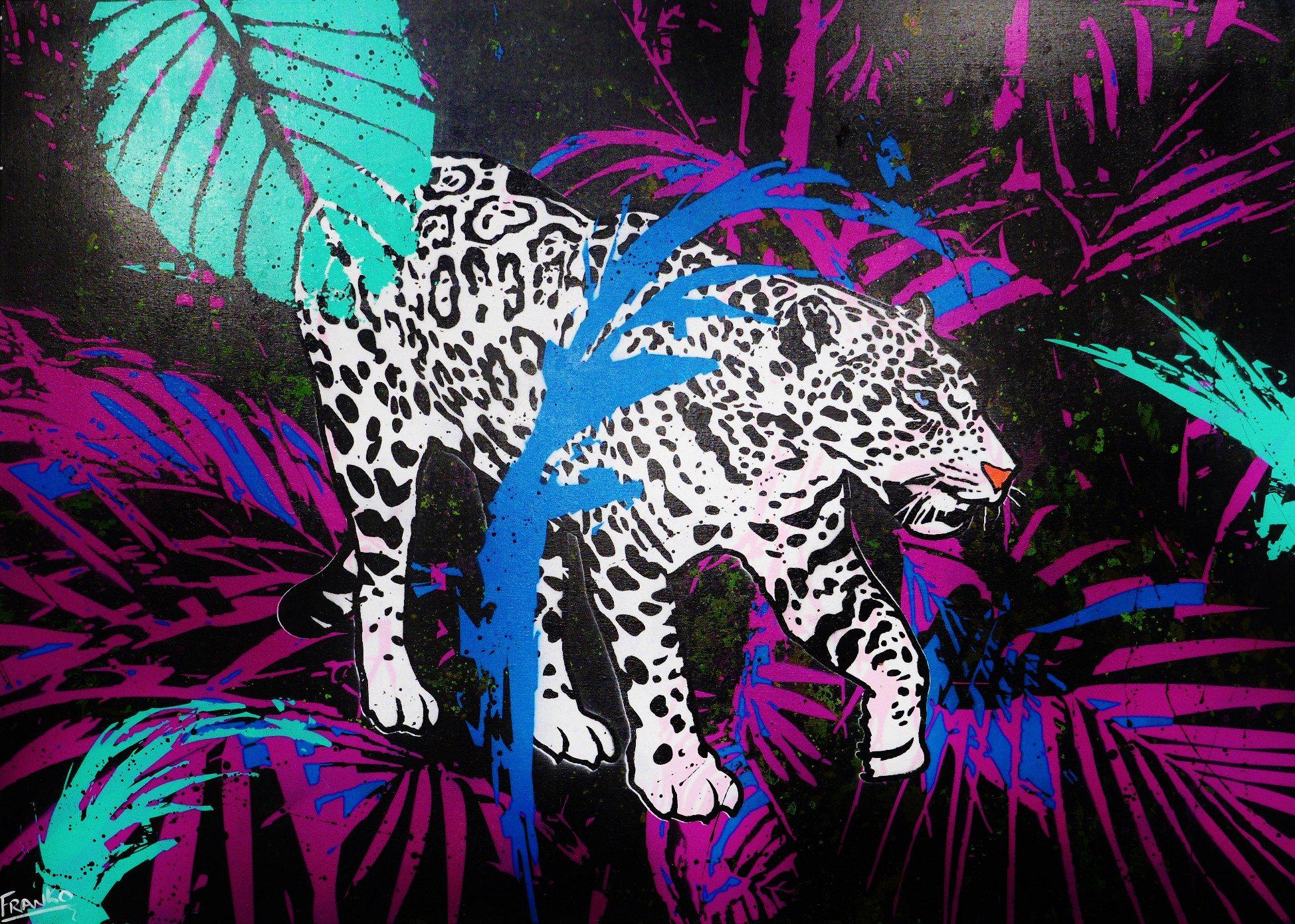 Be Inspired! Urban Pop White Leopard (SOLD)-urban pop-Franko-[Franko]-[Australia_Art]-[Art_Lovers_Australia]-Franklin Art Studio