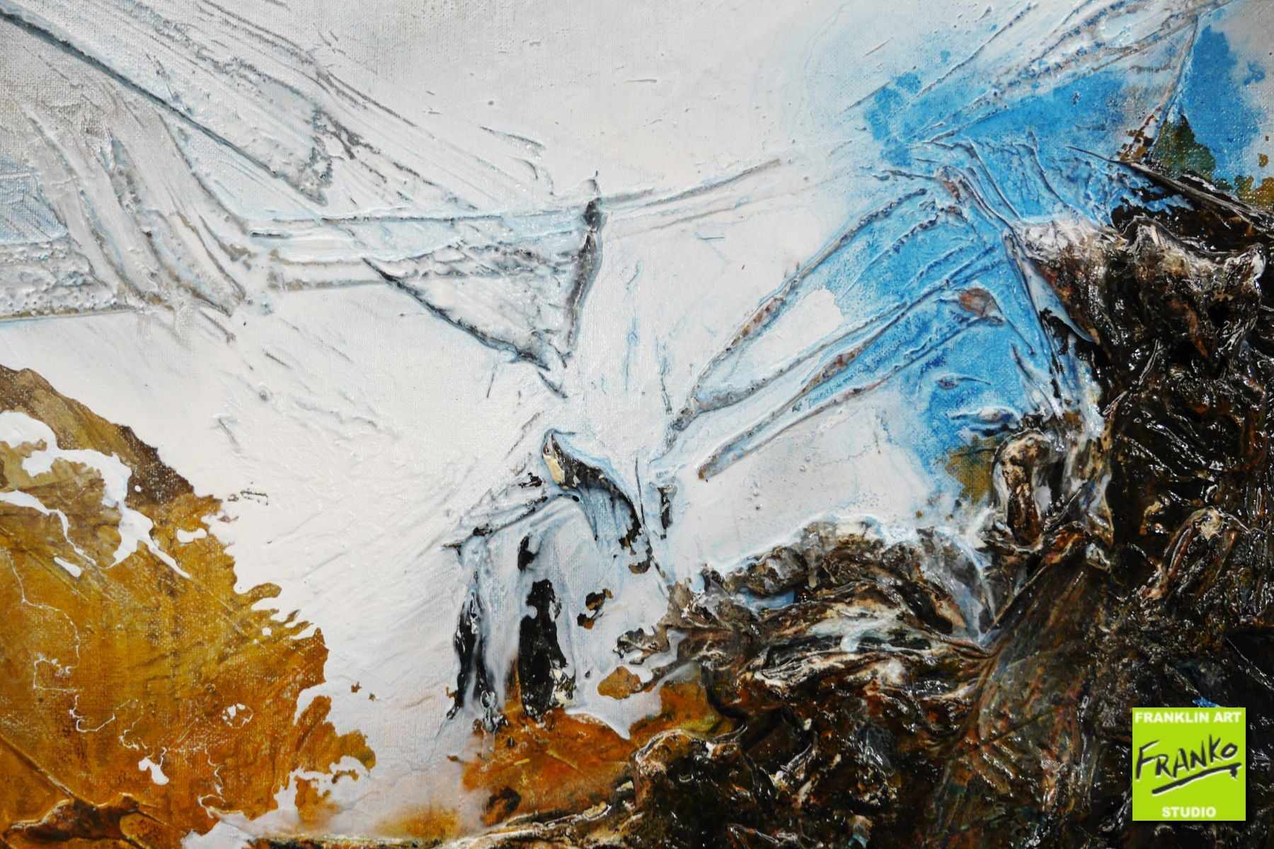 Beach Pool 160cm x 100cm Blue Sienna Textured Abstract Painting (SOLD)