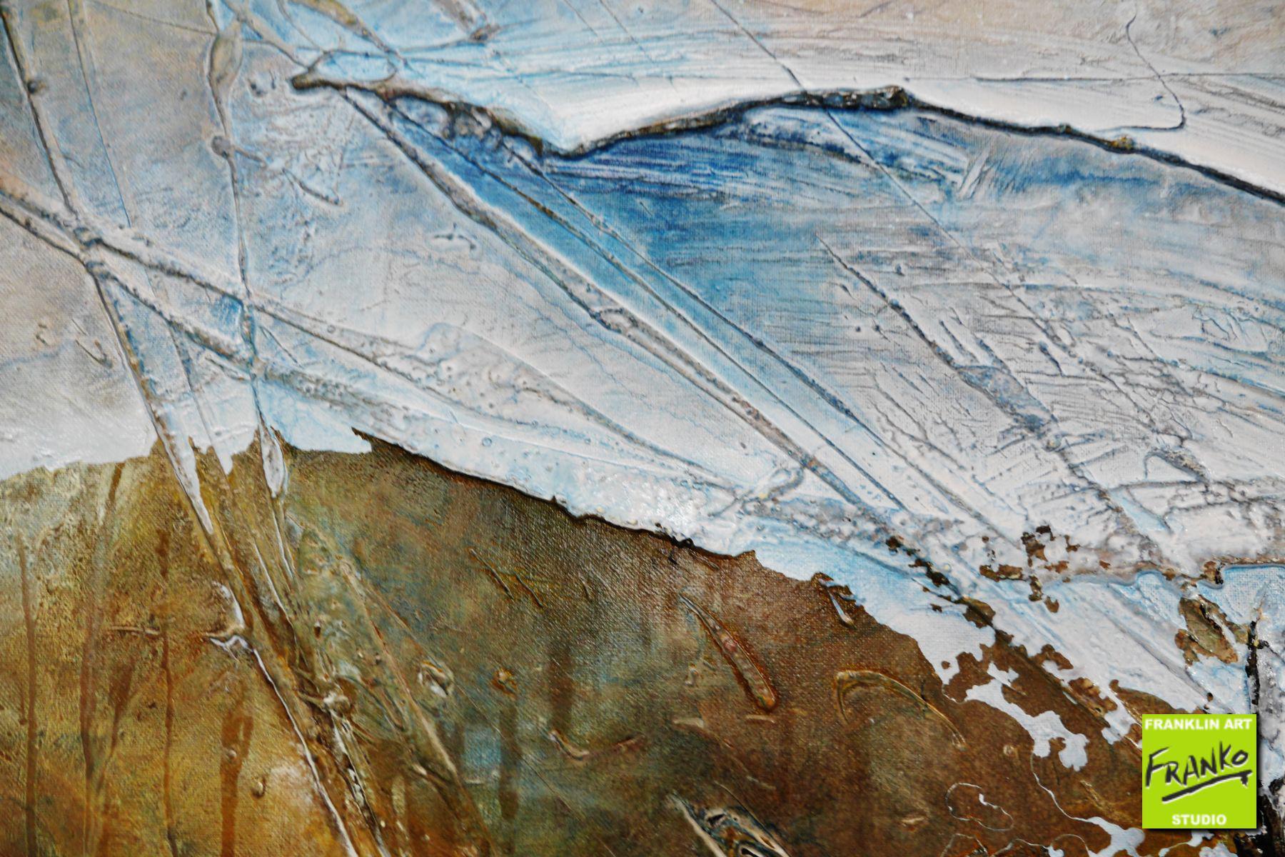 Beach Pool 160cm x 100cm Blue Sienna Textured Abstract Painting (SOLD)-Abstract-[Franko]-[Artist]-[Australia]-[Painting]-Franklin Art Studio