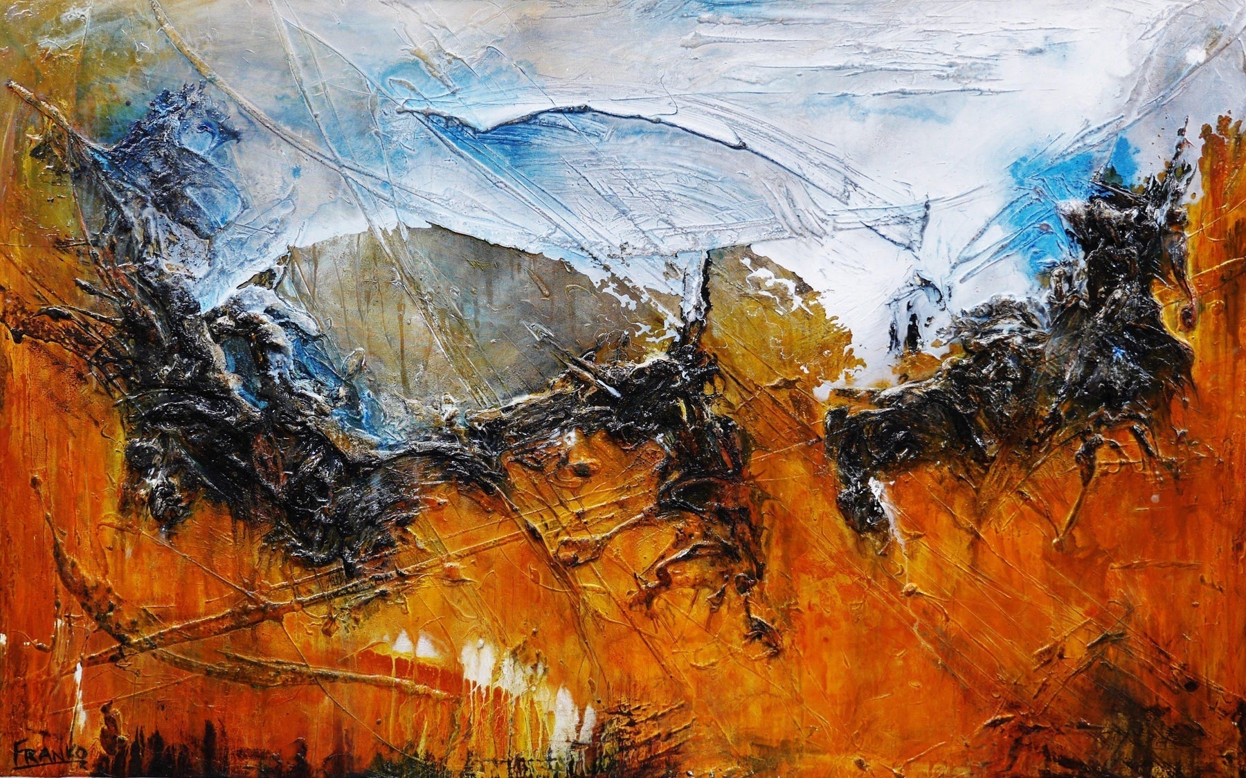 Beach Pool 160cm x 100cm Blue Sienna Textured Abstract Painting (SOLD)-Abstract-[Franko_Artist]-[Australian_artist]-[Gold_Coast]-[Brisbane]-[modern]-[contemporary]-[original]-[Large_artwork]-Franklin Art Studio