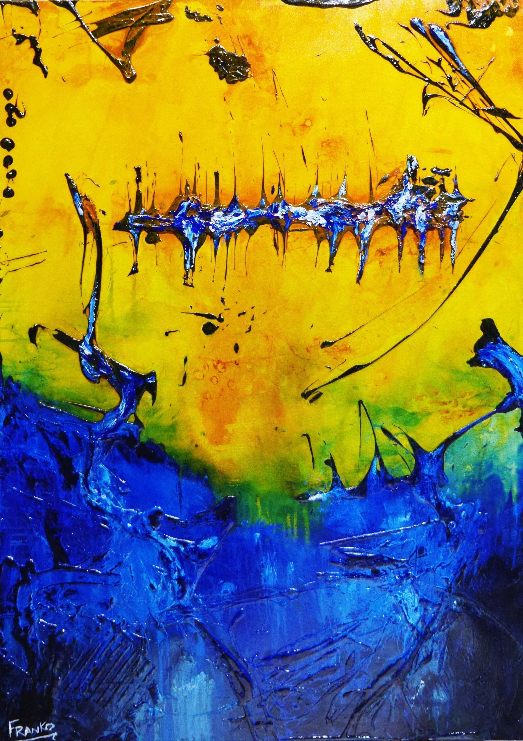 Beached Again 140cm x 100cm Sienna Blue Textured Abstract Painting (SOLD)-Abstract-Franko-[Franko]-[Australia_Art]-[Art_Lovers_Australia]-Franklin Art Studio