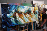 Beaches 240cm x 100cm Sienna Green Textured Abstract Painting (SOLD)-Abstract-[Franko Artist]-[Gold Coast]-[Brisbane]-[Huge]-Franklin Art Studio