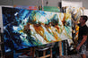 Beaches 240cm x 100cm Sienna Green Textured Abstract Painting (SOLD)-Abstract-Franko-[franko_artist]-[Art]-[interior_design]-Franklin Art Studio