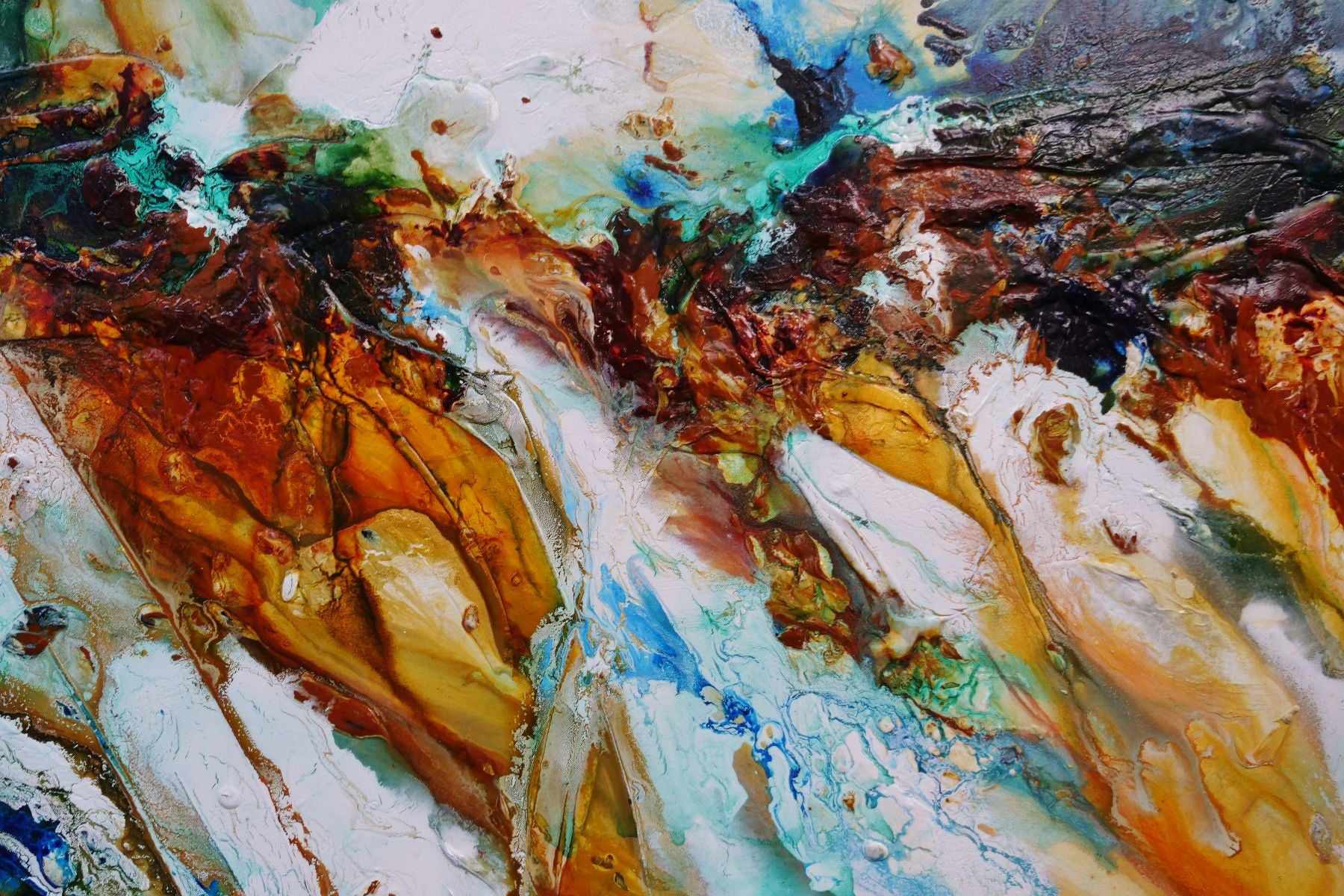 Beaches 240cm x 100cm Sienna Green Textured Abstract Painting (SOLD)