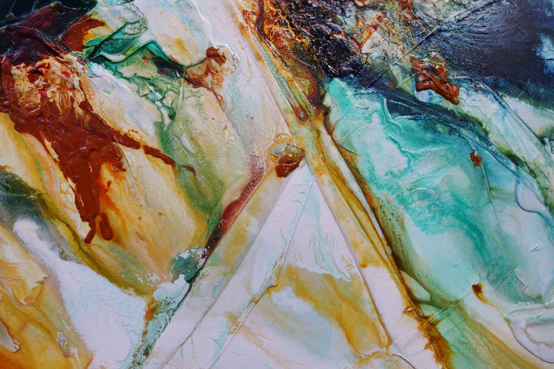 Beaches 240cm x 100cm Sienna Green Textured Abstract Painting (SOLD)-Abstract-[Franko]-[Artist]-[Australia]-[Painting]-Franklin Art Studio
