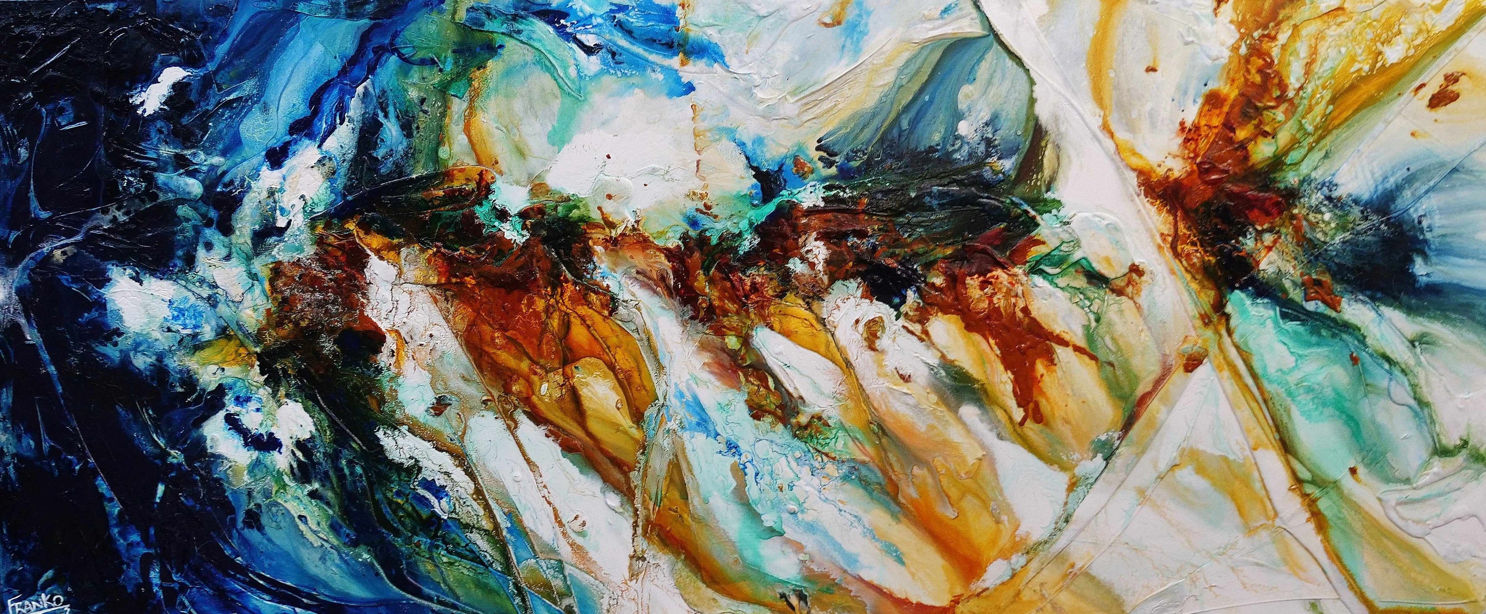 Beaches 240cm x 100cm Sienna Green Textured Abstract Painting (SOLD)-Abstract-[Franko ]-[Gallery]-[popular]-[Australia]-Franklin Art Studio