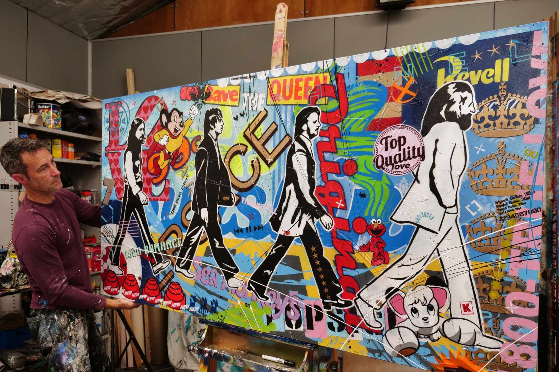 Beatles Swagger 190cm x 100cm The Beatles Textured Urban Pop Art Painting (SOLD)-urban pop-Franko-[franko_artist]-[Art]-[interior_design]-Franklin Art Studio