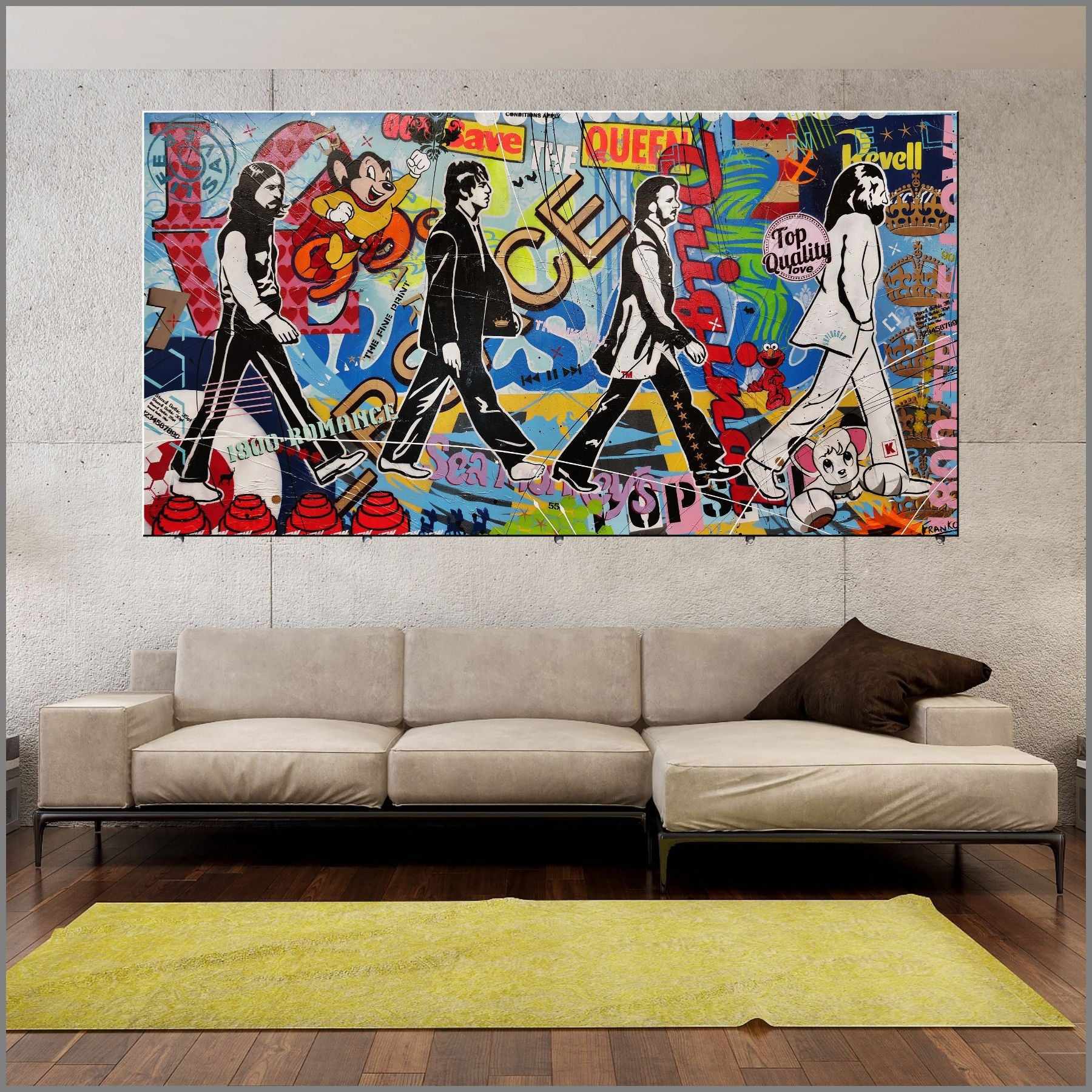 Beatles Swagger 190cm x 100cm The Beatles Textured Urban Pop Art Painting (SOLD)-urban pop-Franko-[Franko]-[huge_art]-[Australia]-Franklin Art Studio