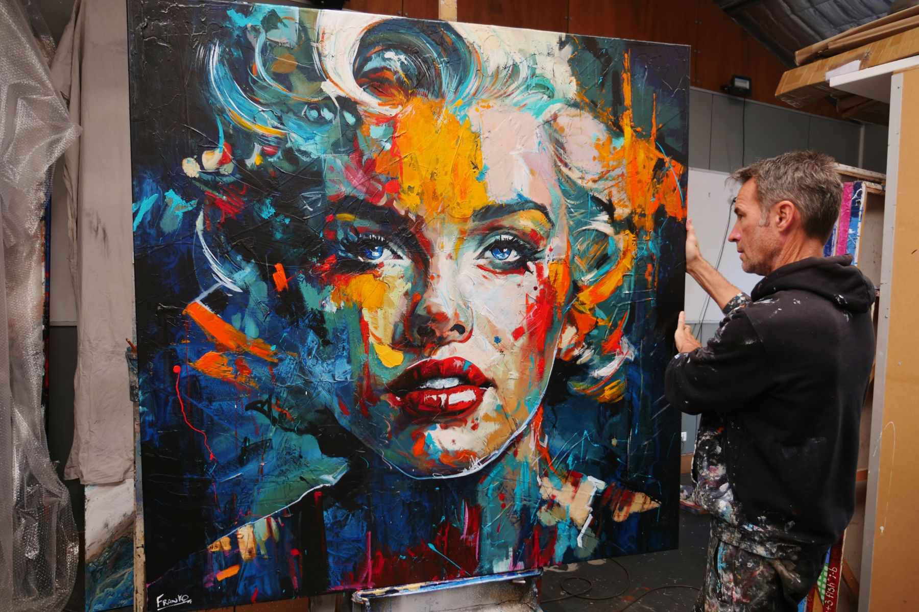 Beauty Crush 150cm x 150cm Marilyn Monroe Abstract Realism Textured Painting (SOLD)-people-[Franko]-[Australian]-[Popular]-[Best Selling]-Franklin Art Studio