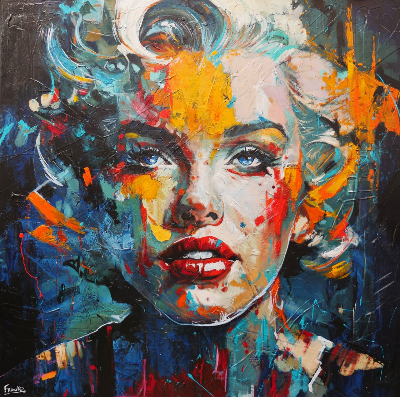 Beauty Crush 150cm x 150cm Marilyn Monroe Abstract Realism Textured Painting (SOLD)-people-[Franko]-[Australian Artist]-[Large]-[Popular]-Franklin Art Studio