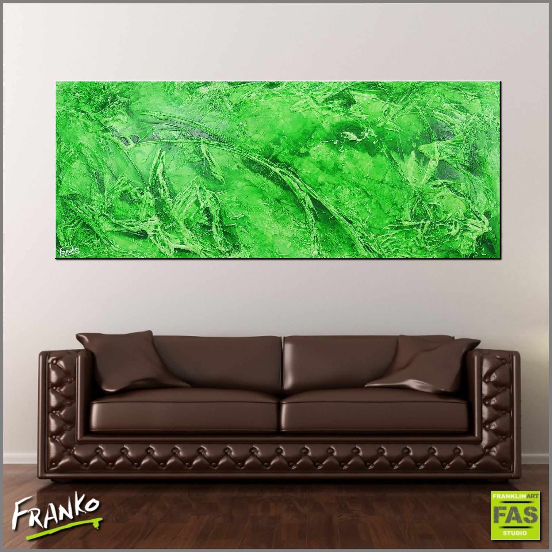 Being Green 200cm x 80cm Green Abstract Painting (SOLD)-Abstract-Franko-[Franko]-[huge_art]-[Australia]-Franklin Art Studio