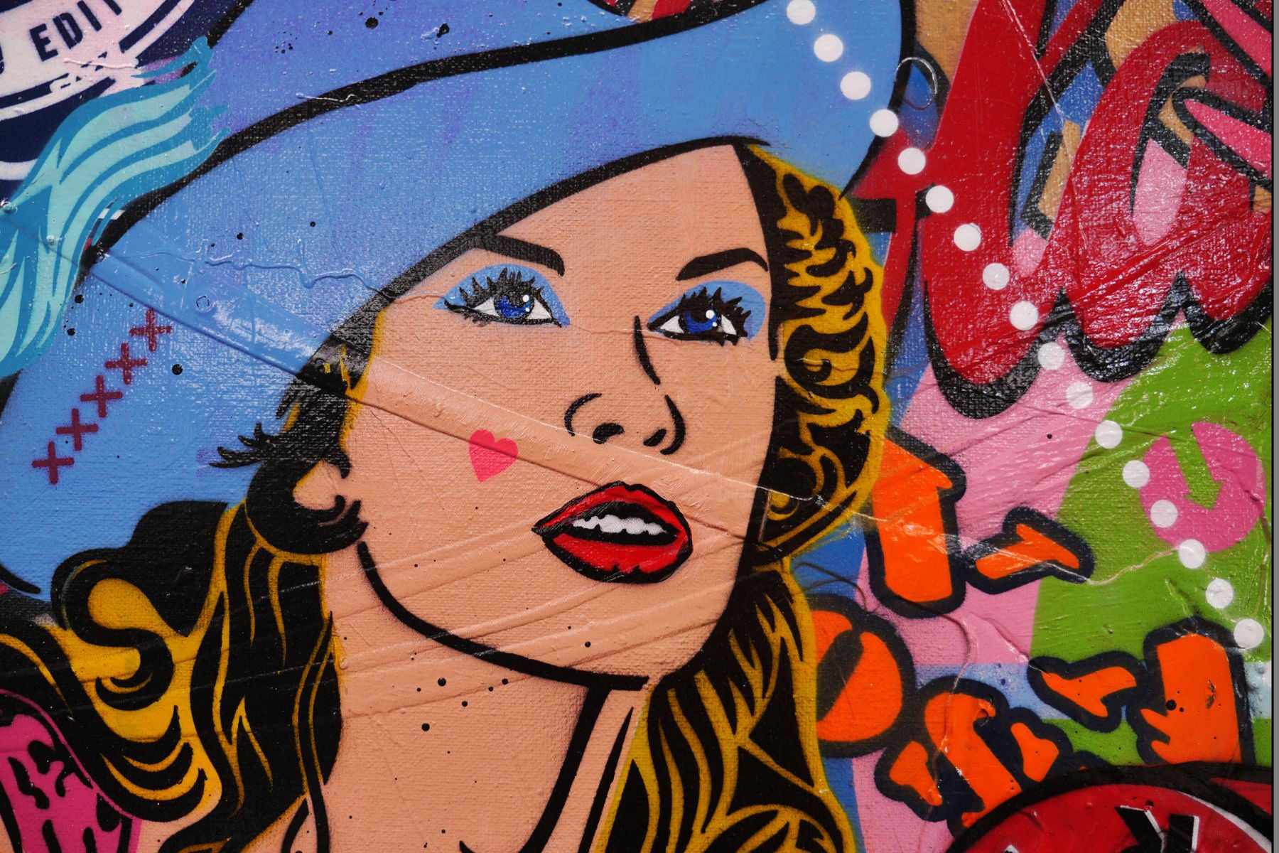 Best Loved Cowgirl 140cm x 100cm Jayne Mansfield Textured Urban Pop Art Painting