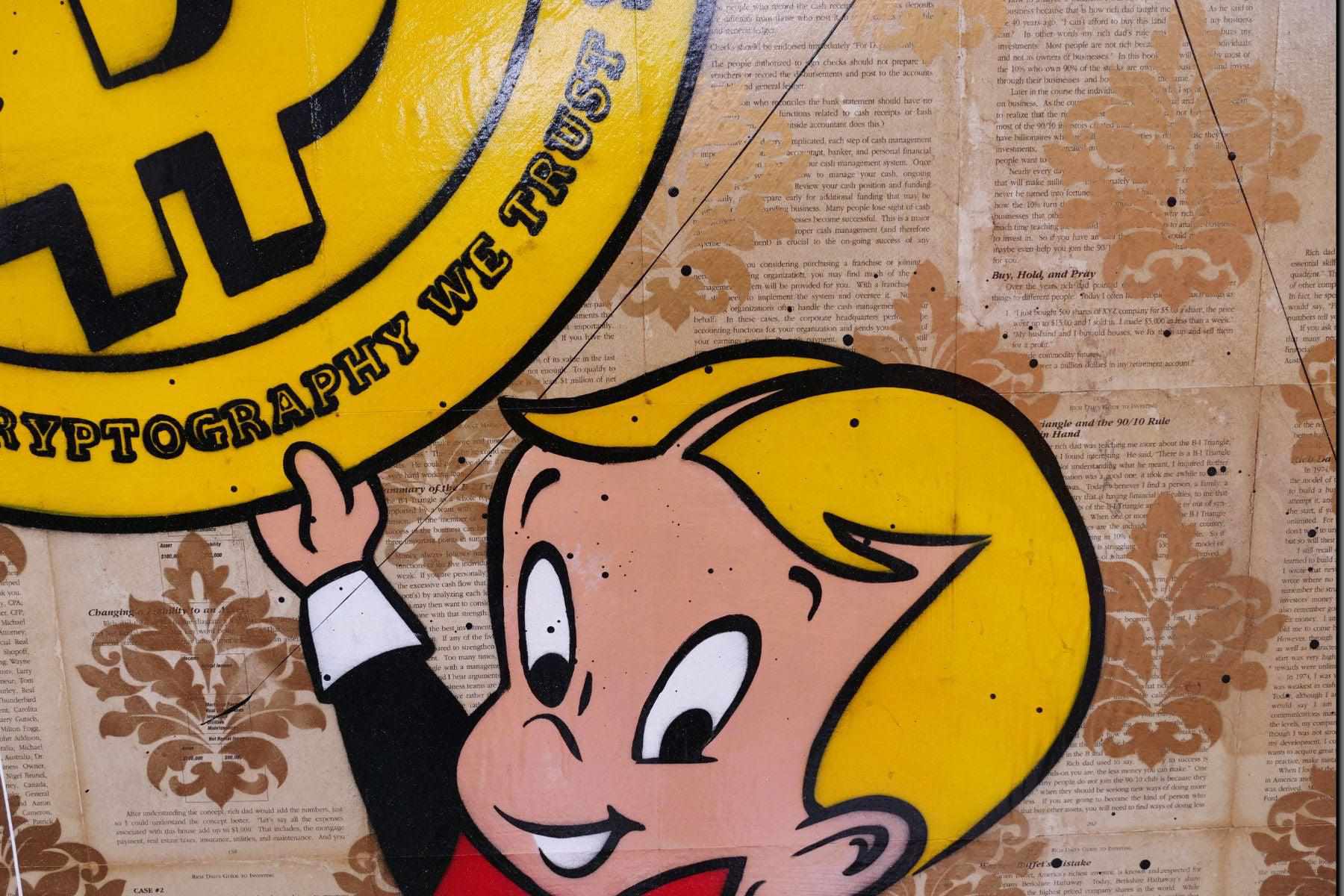 Bitcoin Futures 140cm x 100cm Richie Rich Bitcoin Urban Pop Book Club Painting (SOLD)