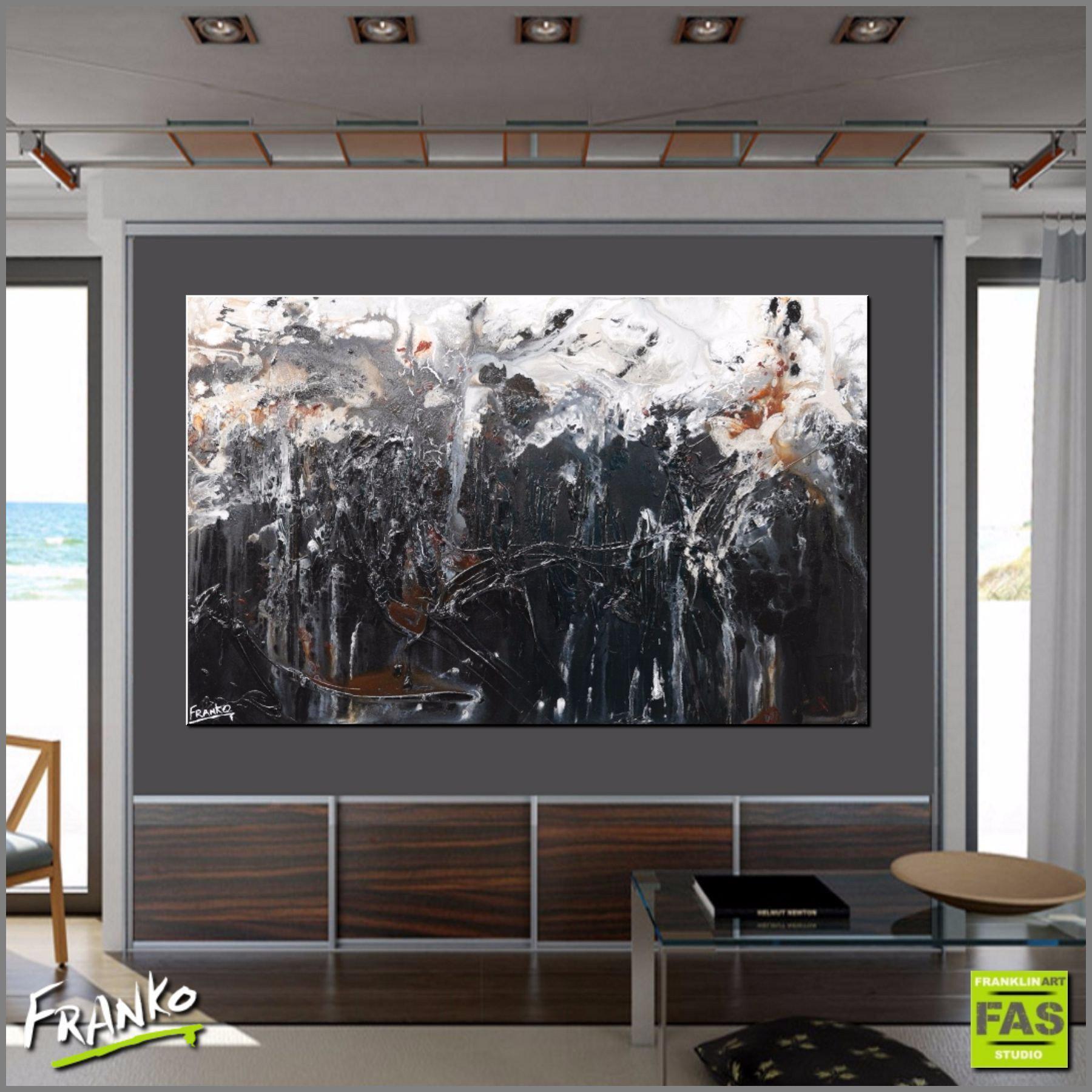 Black Beauty 160cm x 100cm Black Abstract Painting (SOLD)-abstract-Franko-[huge]-[Australian]-[best Selling]-Franklin Art Studio