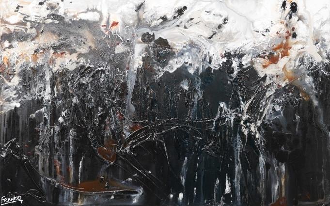 Black Beauty 160cm x 100cm Black Abstract Painting (SOLD)-abstract-[Franko ]-[Gallery]-[popular]-[Australia]-Franklin Art Studio