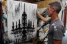 Black Glass 75cm x 100cm Chandelier Textured Urban Pop Art Painting-Urban Pop Art-Franko-[franko_artist]-[Art]-[interior_design]-Franklin Art Studio