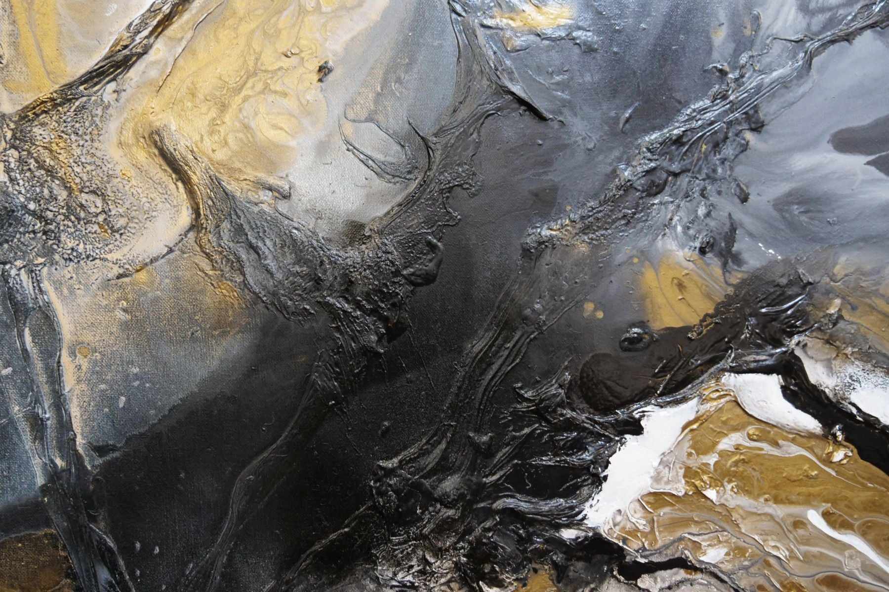 Black Jack Bullion 190cm x 100cm Black Gold Textured Abstract Painting (SOLD DONNA)