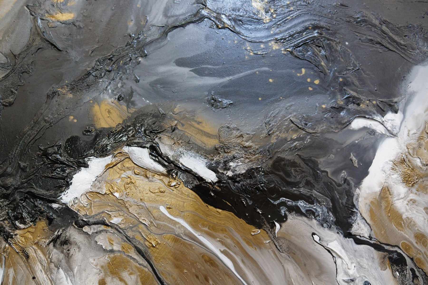 Black Jack Bullion 190cm x 100cm Black Gold Textured Abstract Painting (SOLD DONNA)