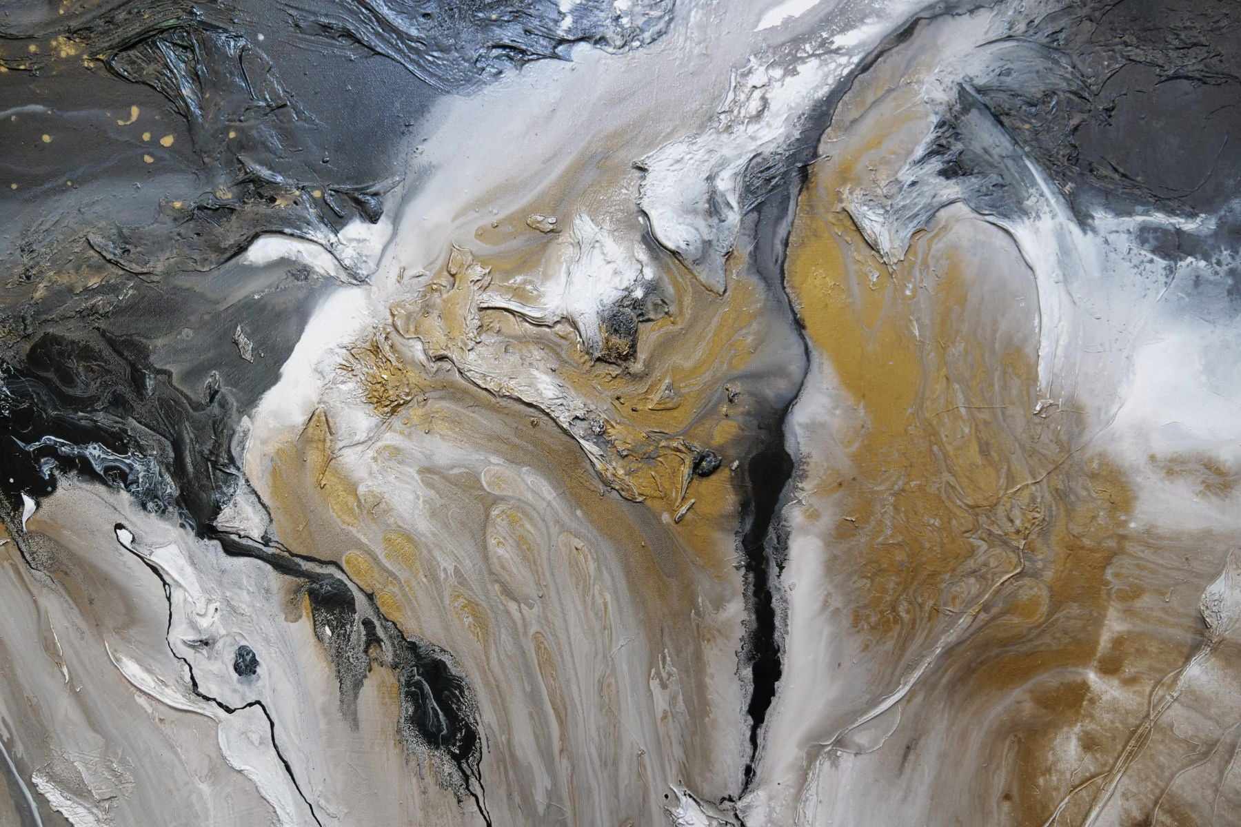 Black Jack Bullion 190cm x 100cm Black Gold Textured Abstract Painting (SOLD DONNA)