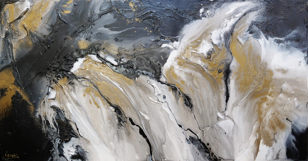 Black Jack Bullion 190cm x 100cm Black Gold Textured Abstract Painting (SOLD DONNA)-Abstract-[Franko]-[Australian Artist]-[Large]-[Popular]-Franklin Art Studio