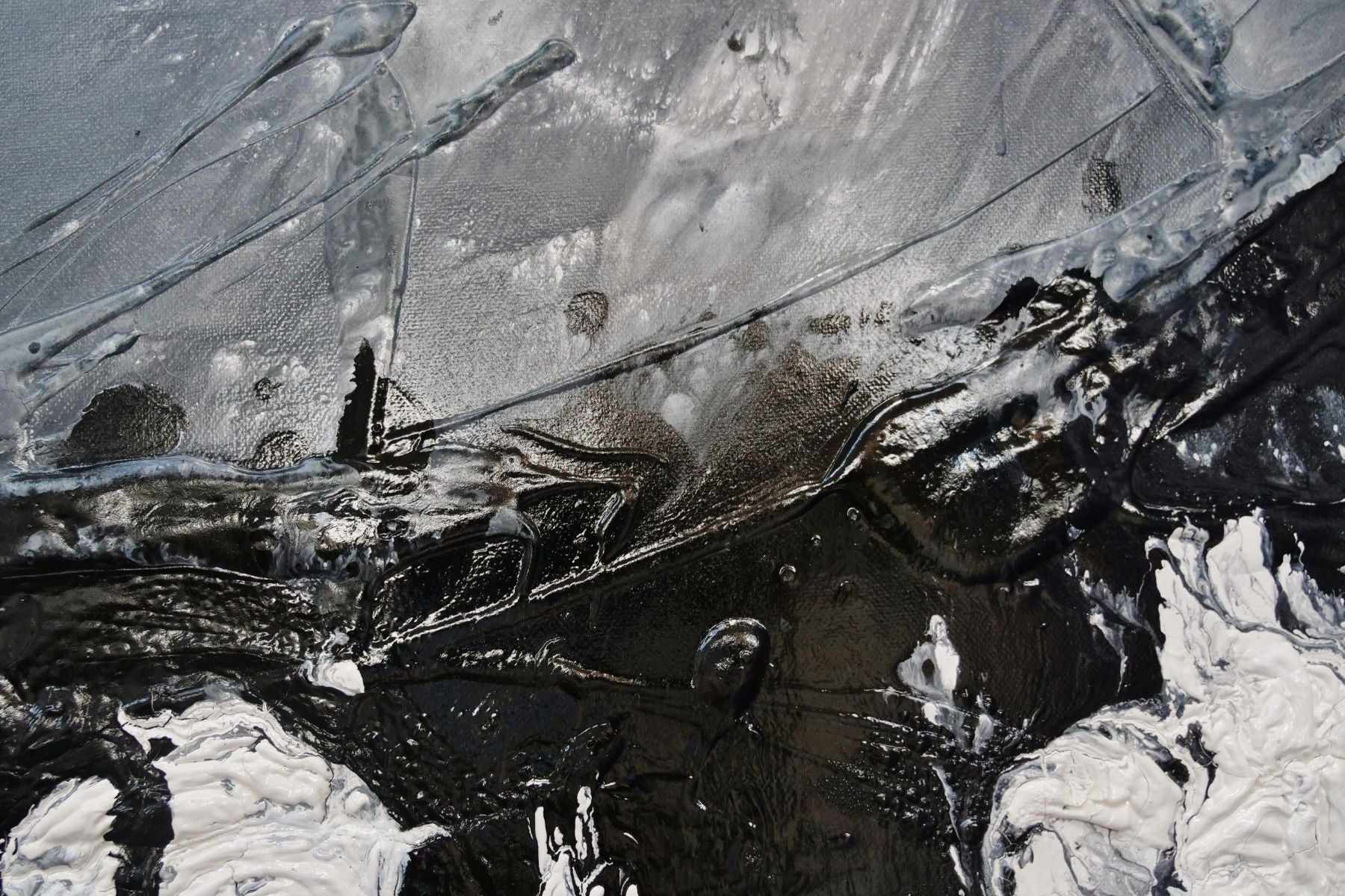 Black Magic 270cm x 120cm Black Grey Textured Abstract Painting (SOLD)