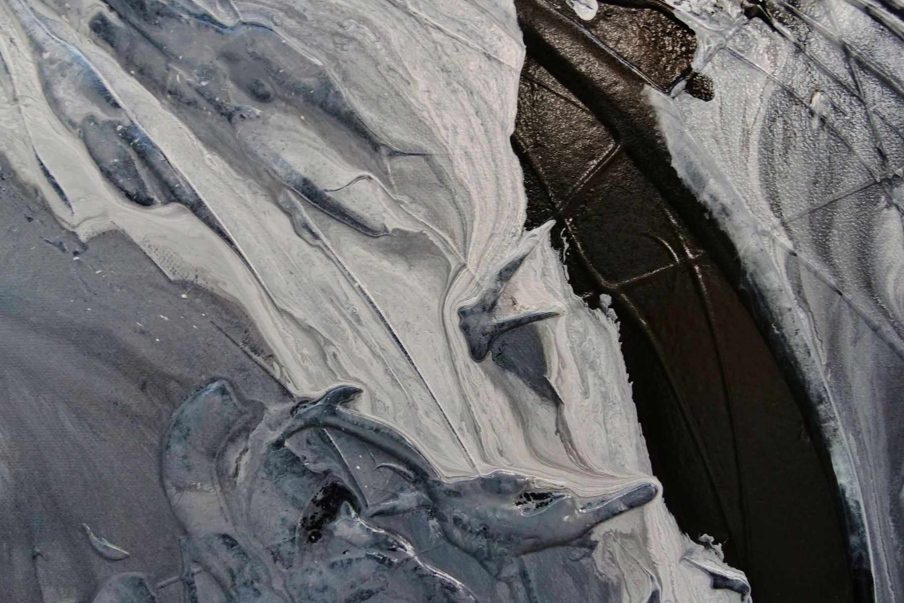 Black Magic 270cm x 120cm Black Grey Textured Abstract Painting (SOLD)-Abstract-[Franko]-[Artist]-[Australia]-[Painting]-Franklin Art Studio