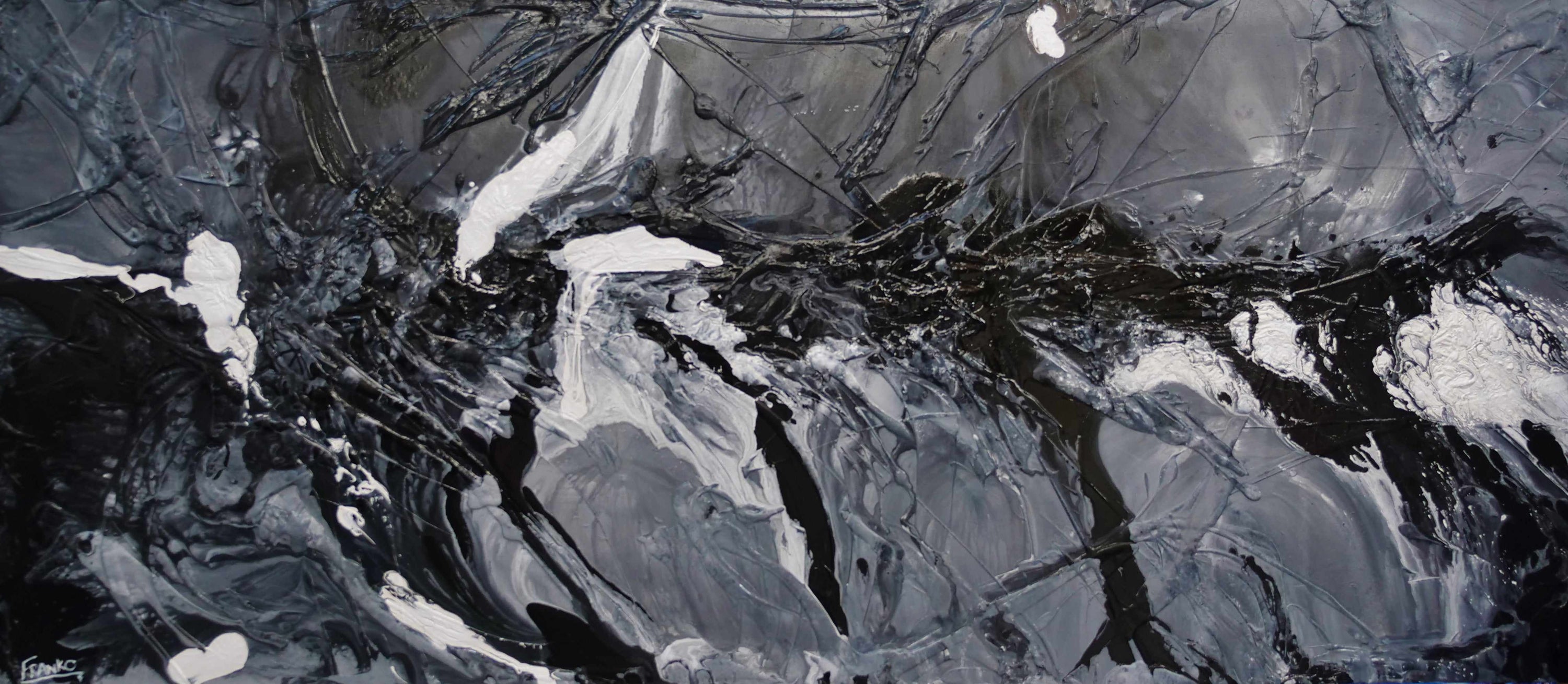 Black Magic 270cm x 120cm Black Grey Textured Abstract Painting (SOLD)-Abstract-Franko-[Franko]-[Australia_Art]-[Art_Lovers_Australia]-Franklin Art Studio