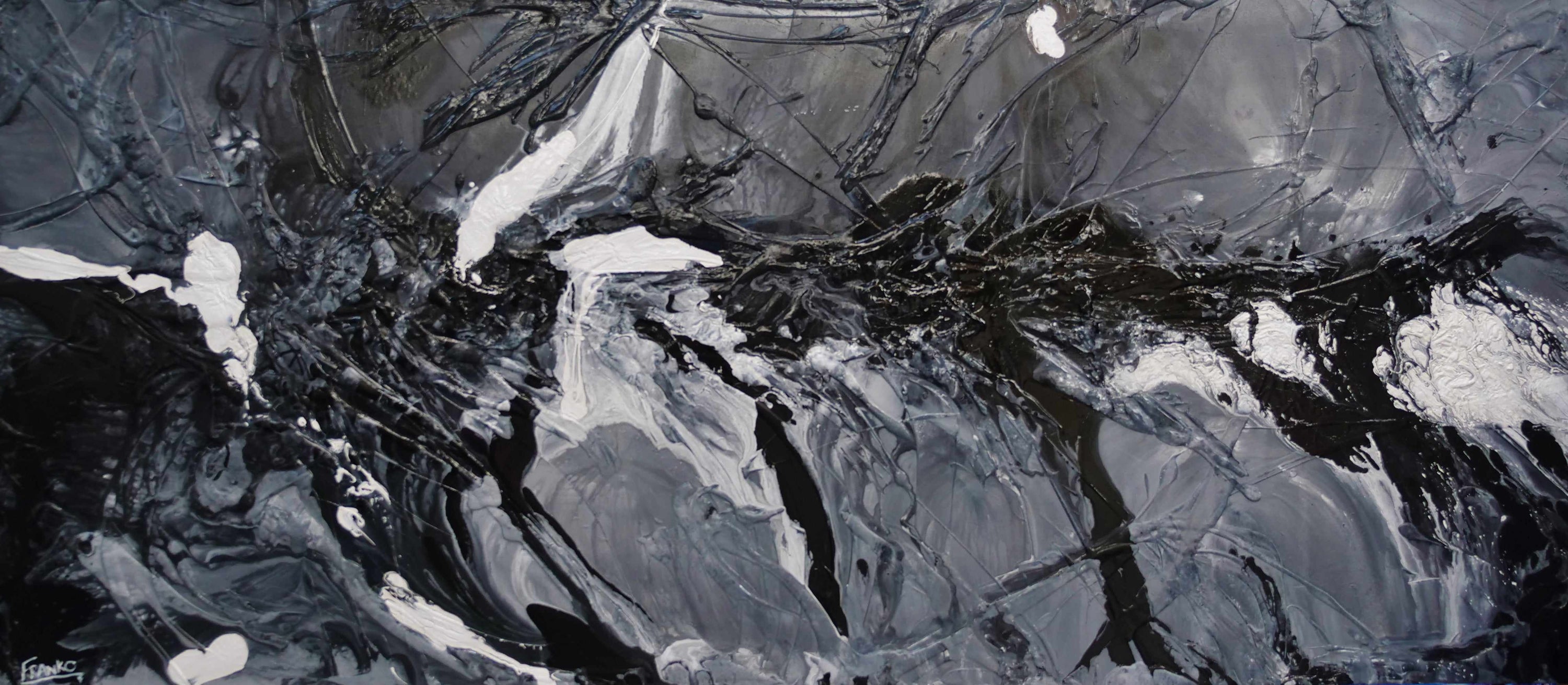 Black Magic 270cm x 120cm Black Grey Textured Abstract Painting (SOLD)-Abstract-[Franko ]-[Gallery]-[popular]-[Australia]-Franklin Art Studio