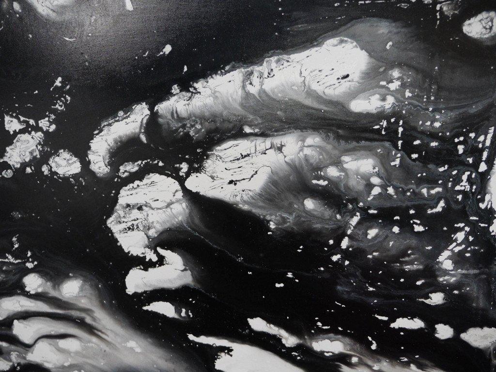 Black Marble 190cm x 100cm Black and White Abstract Painting (SOLD)