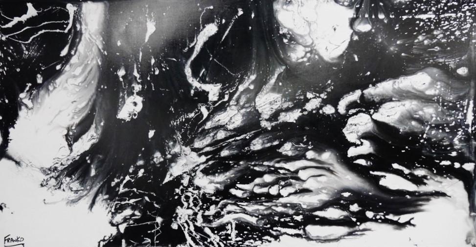 Black Marble 190cm x 100cm Black and White Abstract Painting (SOLD)-abstract-[Franko ]-[Gallery]-[popular]-[Australia]-Franklin Art Studio