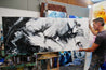 Black Pearl 200cm x 80cm Black White Textured Abstract Painting (SOLD)-Abstract-Franko-[franko_artist]-[Art]-[interior_design]-Franklin Art Studio