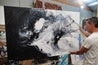 Black Rapture 160cm x 100cm Black White Textured Abstract Painting (SOLD)-Abstract-[Franko Artist]-[Cheryl]-[Wendy]-[Gabriela]-Franklin Art Studio